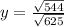 y= \frac{\sqrt{544} }{\sqrt{625} }