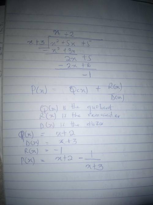 Divide the polynomials. Your answer should be in the form p ( x ) + k x + 3 p(x)+ x+3 k  p, left par
