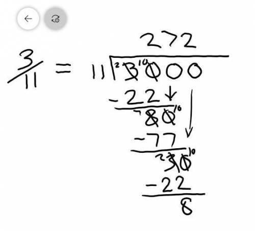 Convert 3\ 11 to a decimal using long divison