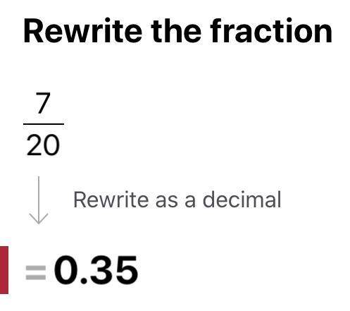 What is 7/20 written as a decimal