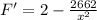 F' = 2 - \frac{2662}{x^2}