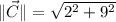 \|\vec C\| = \sqrt{2^{2}+9^{2}}