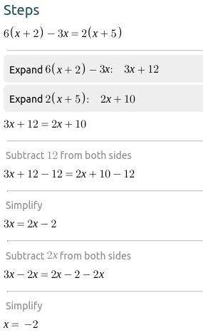 Inverse operation 6(x+2)-3x=2(x+5)
