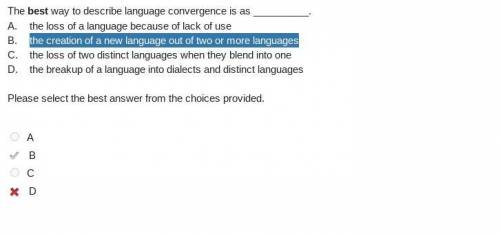 The best way to describe language convergence is as

A the loss of a language because of lack of use