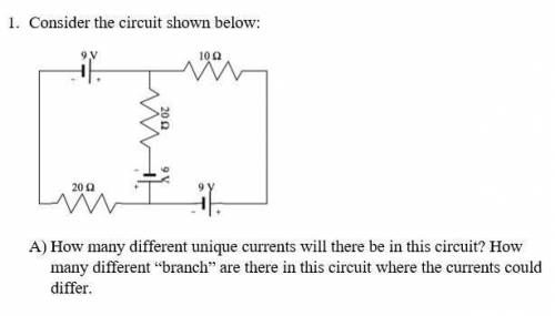 How many different uniquecurrents will there be in this circuit? How many different branch are the