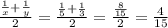 \frac{\frac{1}{x}+\frac{1}{y}  }{2} =\frac{\frac{1}{5}+\frac{1}{3}  }{2}=\frac{\frac{8}{15}  }{2} =\frac{4}{15}