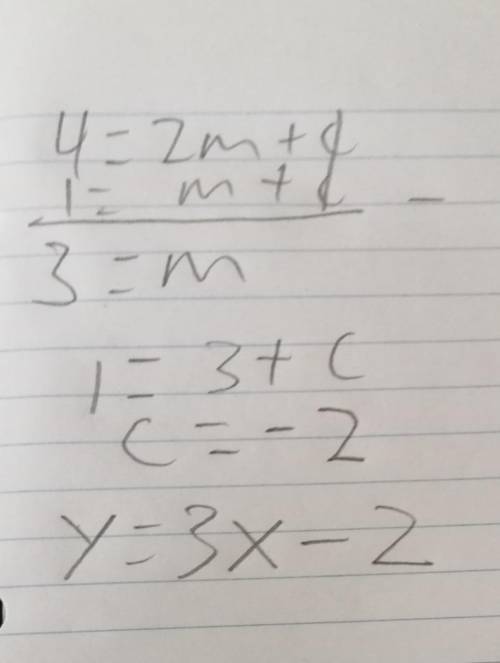What is the equation of this line (2,4) (1,1)