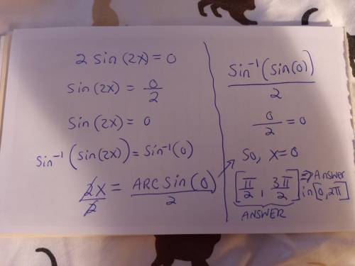 Find all the solution of the equation in the interval [0,2pi] 2sin2x =0