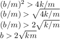 (b/m)^{2}    4k/m}\\(b/m)    \sqrt{4k/m}} \\(b/m)    2\sqrt{k/m}} \\b    2\sqrt{km}}