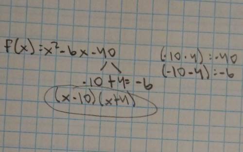 Vertex form of f(x)=x^2-6x-40