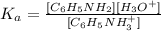 K_a=\frac{[C_6H_5NH_2][H_3O^+]}{[C_6H_5NH_3^+]}