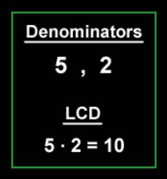 What is the least common deno minator 2/5 and 3/2