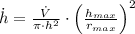 \dot h = \frac{\dot V}{\pi\cdot h^{2}}\cdot \left(\frac{h_{max}}{r_{max}} \right)^{2}
