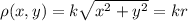 \rho (x,y) = k \sqrt{x^2 + y^2} = kr