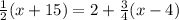 \frac{1}{2}(x+15) = 2 + \frac{3}{4}(x-4)