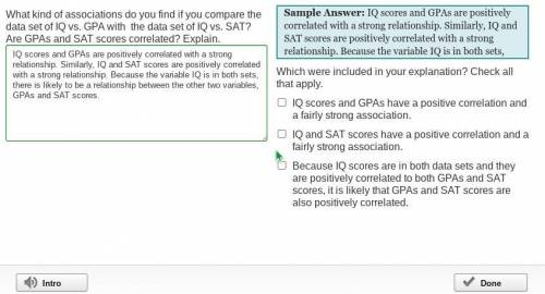 What kind of associations do you find if you compare the data set of IQ vs. GPA with the data set of