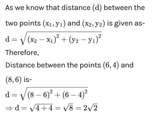 What is the distance between(-6.4) and (-8.6)