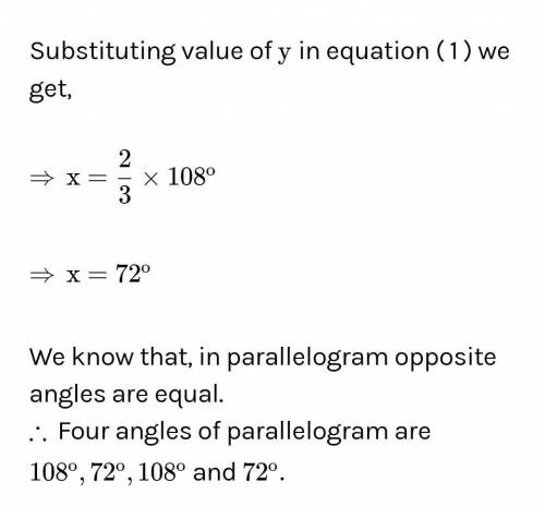 1. If an angle of a parallelogram is two-third of its adjacent angle. Find the angles of the

parall