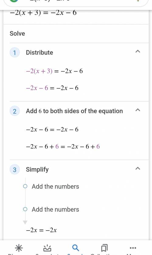 Find the solution to the following equations below and identify either one solution, no solution or