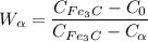 $W_{\alpha}=\frac{C_{Fe_3C}-C_0}{C_{Fe_3C}-C_{\alpha}}$