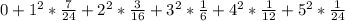 0+ 1^{2} *\frac{7}{24} + 2^{2} *\frac{3}{16}  + 3^{2} *\frac{1}{6}  + 4^{2} *\frac{1}{12}  + 5^{2} *\frac{1}{24}