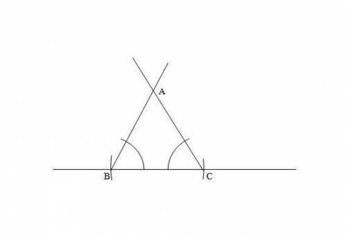 Draw triangle ABC by first drawing segment BC six inches long. Then draw a 60° angle at vertex B and