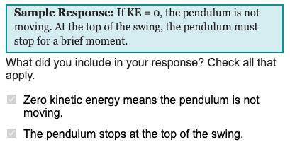 When you view the pendulum’s swing, it shows that at the very top of the swing KE = 0. What does tha