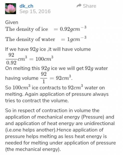 The freezing of water at 0⁰c can be represented as follows:  h2o (l) ↔ h2o(s) the density of liquid 