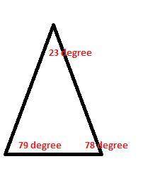 Yu-xi draws a triangle with two angles measuring 79 degrees and 23 degrees.what is the measure, in d