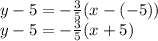 y-5 =-\frac{3}{5}(x-(-5))\\y-5 = -\frac{3}{5}(x+5)