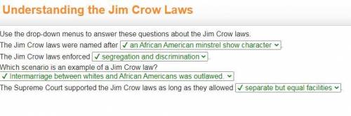 Which scenario is an example of segregation under Jim Crow laws?