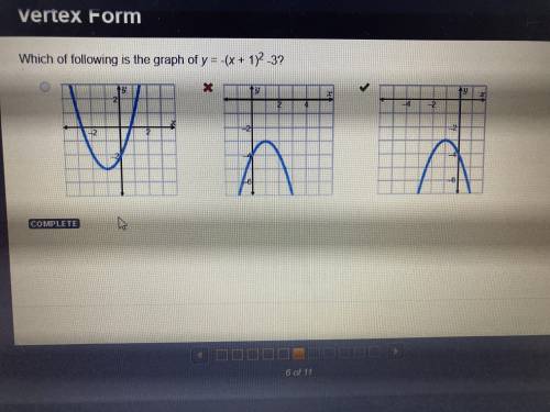 Which of following is the graph of y = -(x + 1)2-3?