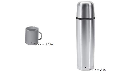 Your friend brings hot chocolate to school in the cylindrical thermos and drinks from her cylindrica