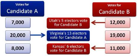 Study the presidential election results shown in the above diagram. which candidate won the popular