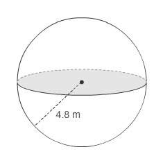 What is the exact volume of the sphere?  36.868π m³ 94.46π m³ 14