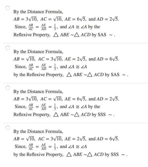 Given points a(2,1), b(1,4), c(−1,10), d(8,13), and e(4,5), which of the following proves that △abe~