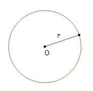 Circle o has a circumference of 36π cm. what is the length of the radius, r?