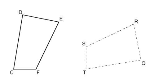 In the diagram, the dashed figure is the image of the solid figure. what is the image of
