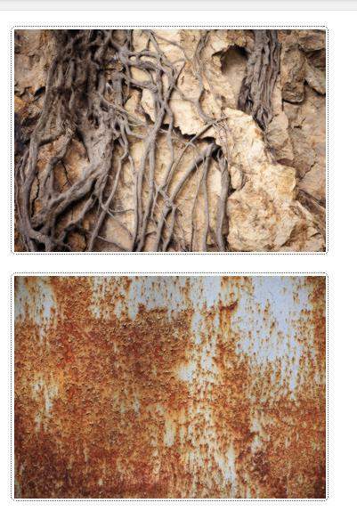 Each photo shows an example of weathering and erosion. match each photo with the element that caused
