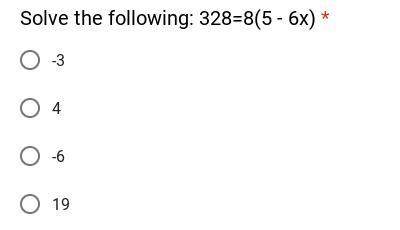 Solve the following: 328=8(5 - 6x)
