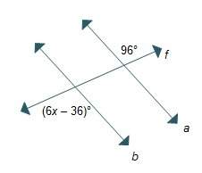 What must be the value of x so that lines a and b are parallel lines cut by transversal f?