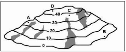 Use the map below to answer questions 1 and 2 what is the approximately elevation of the