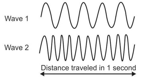 Based on the diagram, which of these conclusions is correct about the two waves?  they h