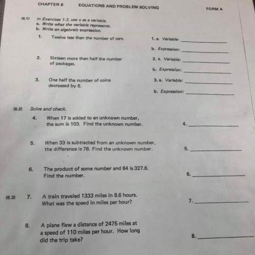 Need answers 1-8 equations and problems solving