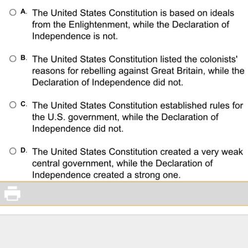 Which of the following describes a difference between the declaration of independence and the united