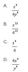 Simplify the expression 4^6*x^8 y^-2/4^7 *x^4 y^2