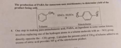 One step in making para-aminobenzoic acid, paba, an ingredient in some suntan lotions,involves