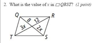 What is the value of x in parallelogram qrst?  16 12 8  4