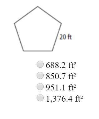 What is the area of the regular pentagon below 688.2 ft 850.7 ft