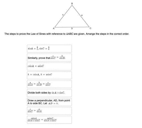 The steps to prove the law of sines with reference to ∆abc are given. arrange the steps in the corre